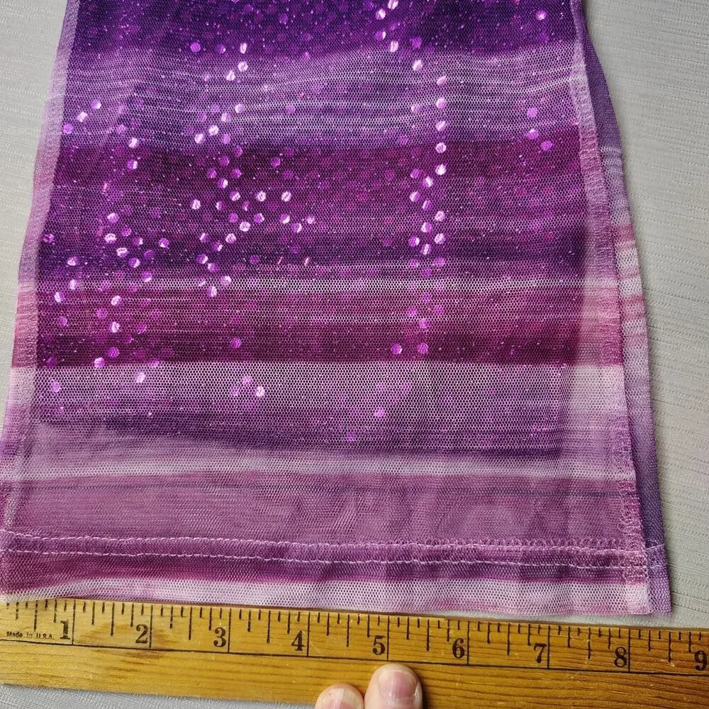 Vintage Charlotte Russe Y2K Mesh Sequin Flare Pants XS Purple Festival Rave